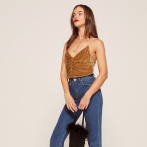 Reformation Gold Velvet Jasper Top
